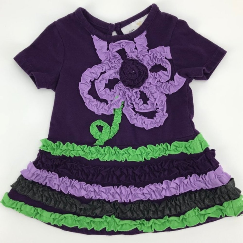 Rare Editions Purple Green Ruffle Matching Set 6M - Picture 2 of 8